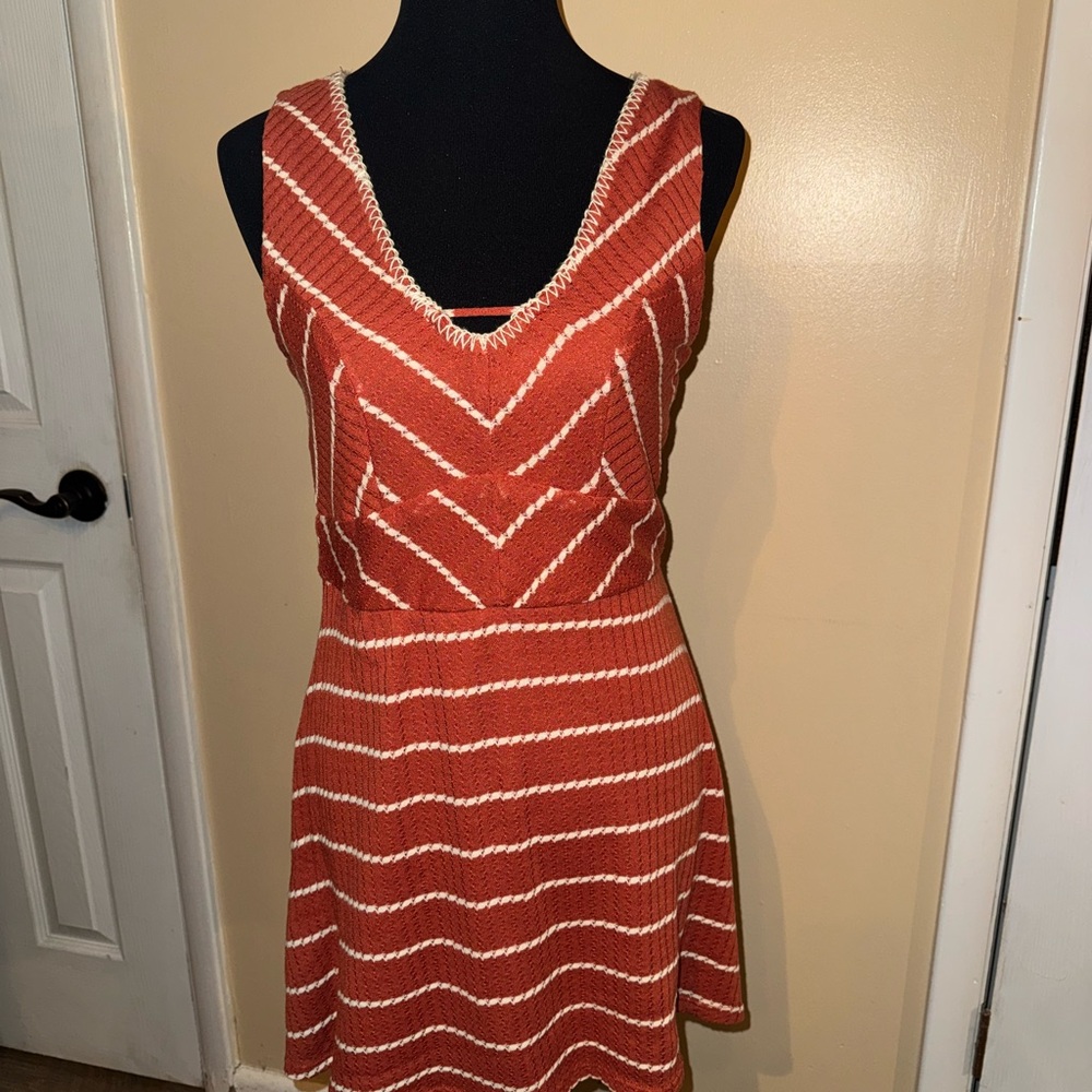 Trixxi Orange A-Line Sundress with Scoop Neck
